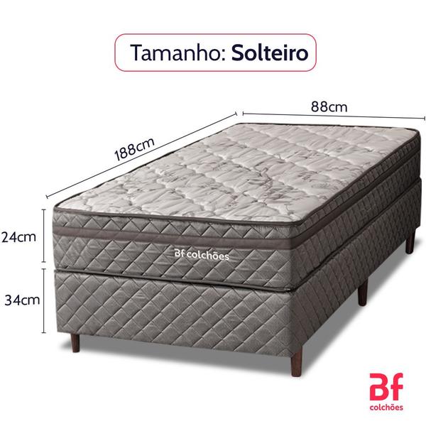 Imagem de Cama Box com Colchão Solteiro Ortopédico Espuma D45 Extra Firme 88x188cm BF Colchões