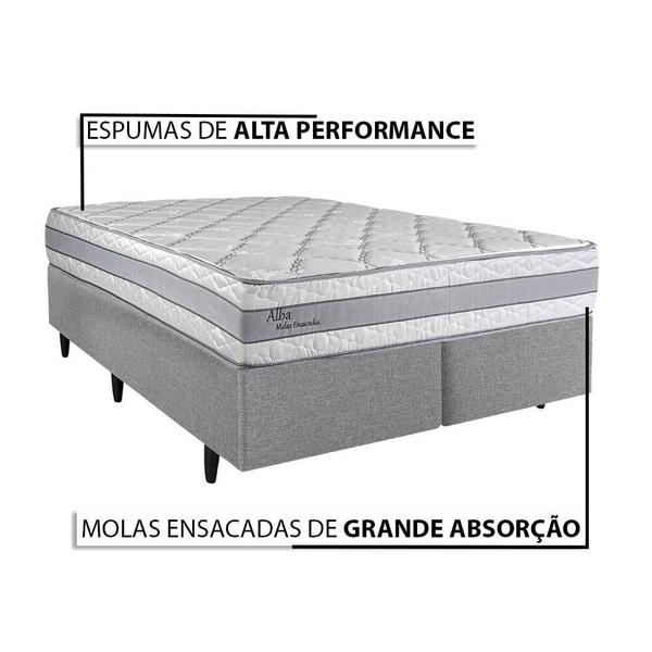 Imagem de Cama Box com Painel Montável Herval King Alba, 65x193x203 cm, Molas Ensacadas