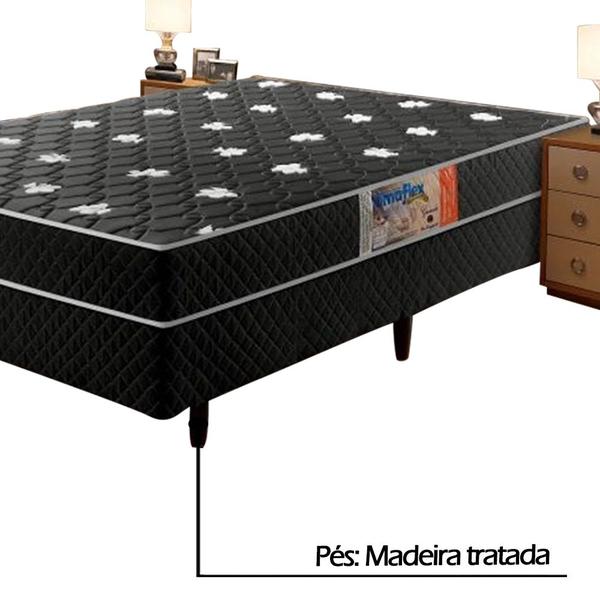 Imagem de Cama Box Conjugada Casal Poliéster Preto Granada Espuma D28 Umaflex 51x138x188