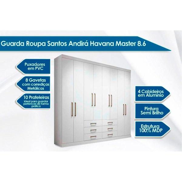 Imagem de Cama Box Conjugada Casal Union + Guarda Roupa Master 8.6 Branco