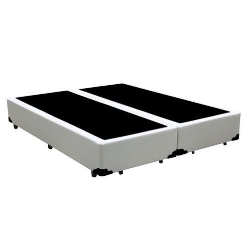 Imagem de Cama Box King 193 Bipartido Tecido Sintético Branco com Colchão Lisboa Espuma D28 Preto