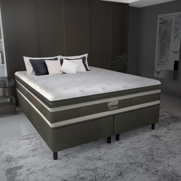 Imagem de Cama Box King 193cm Molas Ensacadas Tower HF V24 2CEN Gazin