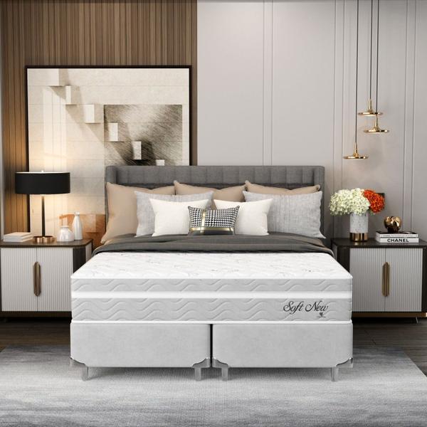 Imagem de Cama Box King 193x203x61cm Soft New Montreal Cinza