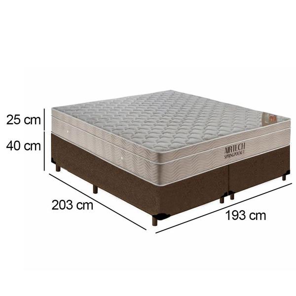 Imagem de Cama Box King Bipartido Suede + Colchão Ortobom Airtech Molas Ensacadas 193x203x65 Marrom