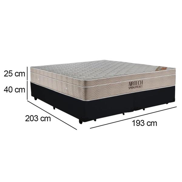 Imagem de Cama Box King Bipartido Suede + Colchão Ortobom Airtech Molas Ensacadas 193x203x65 Preto