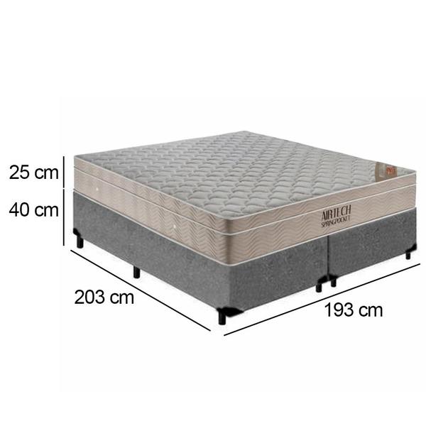 Imagem de Cama Box King Bipartido Suede + Colchão Ortobom Airtech Molas Ensacadas 193x203x65