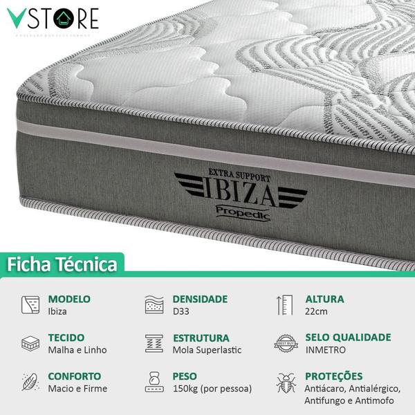 Imagem de Cama Box King + Colchão D33 Ibiza Mola Superlastic 193x203x60cm Várias Cores - Vstore