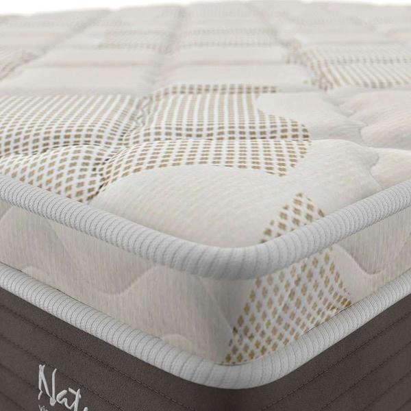 Imagem de Cama Box King Naturale com Colchão Molas Ensacadas (67x193x203) Marrom e Branca