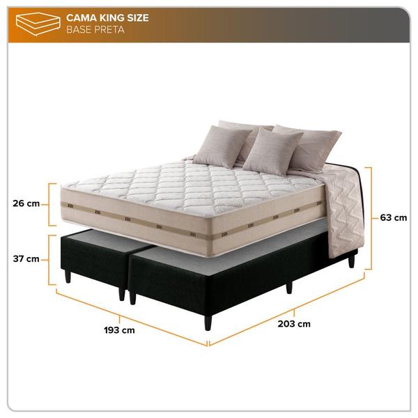 Imagem de Cama Box King Preto + Colchão Molas Superlastic Bahamas 193x203x63cm