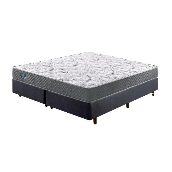 Imagem de Cama Box King Size 193x203 Alpha Cinza com Colchão Mola Ensacada