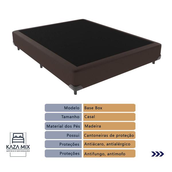 Imagem de Cama Box Marrom e Colchão Casal Liz Premium Molas Ensacadas Unique