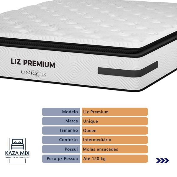 Imagem de Cama Box Marrom e Colchão Queen Liz Premium Molas Ensacadas Unique