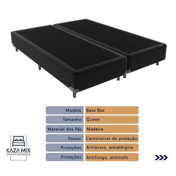 Imagem de Cama Box Preto e Colchão Queen Ecolife Molas Ensacadas Unique