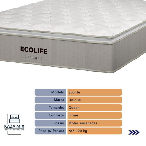 Imagem de Cama Box Preto e Colchão Queen Ecolife Molas Ensacadas Unique