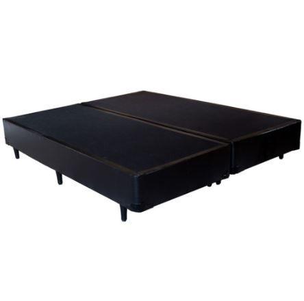 Imagem de Cama Box Queen 158 Bipartido Sintético Preto com Colchão Ortobom Airtech Spring Pocket D26 Bege 70x128x188