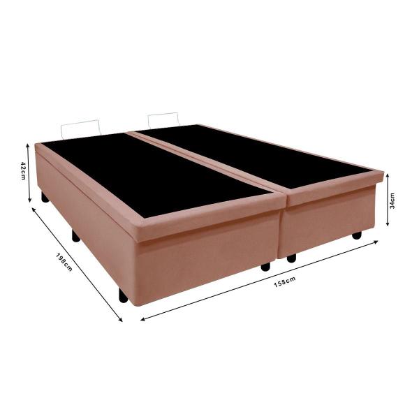 Imagem de Cama Box Queen Baú Suede Bege + Colchão Adapto Ecoflex Mola Ensacada 158x198