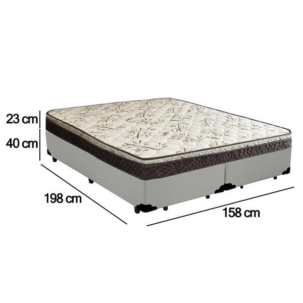 Imagem de Cama Box Queen Bipartido Sintético +  Colchão Elegance Ortopédico Espuma D33 Extra Firme 158x198x63 Branco