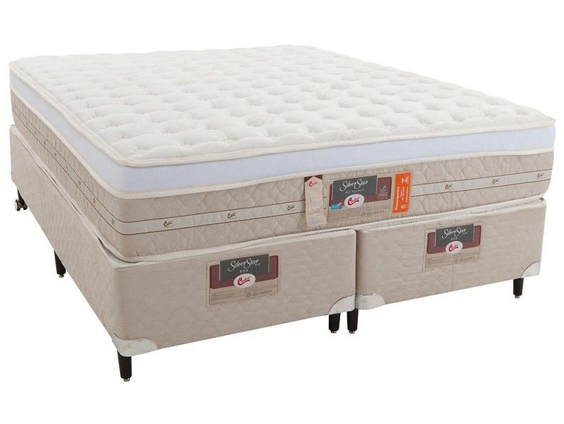 Cama Box Queen (Box + Colchão) Castor de Mola - Ensacada/Pocket 59cm de Altura Silver Star Cama Box Queen (Box + Colchão) Castor de Mola - Ensacada/Pocket 59cm de Altura Silver Star