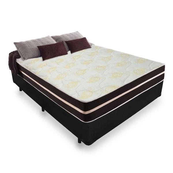 Cama Box Queen + Colchão de Molas Ensacadas Classic Brow Firme para 120 kilos - Cristalflex Imagem de Cama Box Queen + Colchão de Molas Ensacadas Classic Brow Firme para 120 kilos