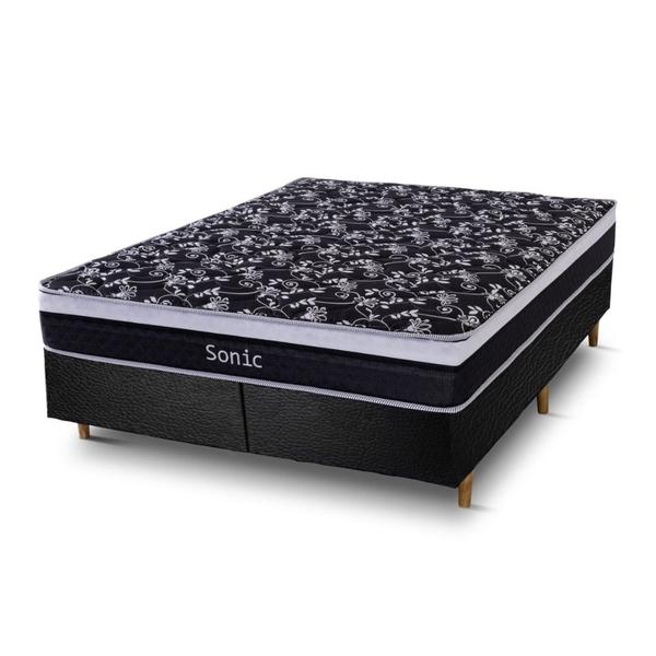 Cama Box Queen + Colchão de Molas Ensacadas Firme para 120 kilos 158x198x60cm - Cristalflex Imagem de Cama Box Queen + Colchão de Molas Ensacadas Firme para 120 kilos 158x198x60cm