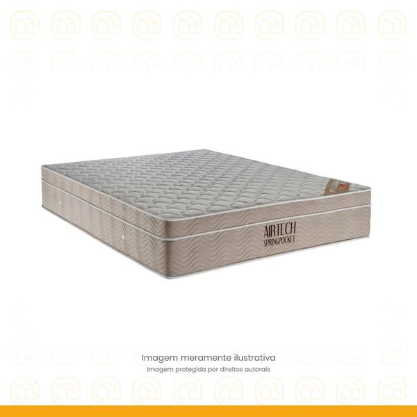 Imagem de Cama Box Queen + Colchão de Molas Ensacadas Ortobom Airtech Bege 158cm - Suporta até 150 Kg Por Pessoa