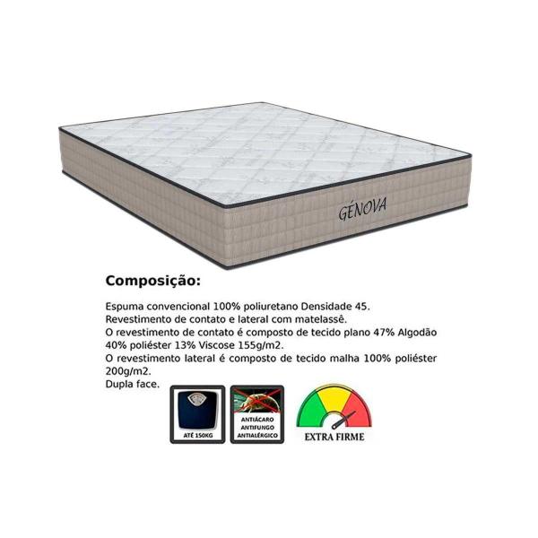 Imagem de Cama Box Queen: Colchão Espuma Orthoflex D45 Genova + Base CRC Suede Clean(158x198)