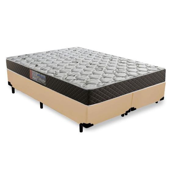 Imagem de Cama Box Queen Colchão Mola Ensacada Belos Sonhos + Box Sintético 66x158x198 Bege