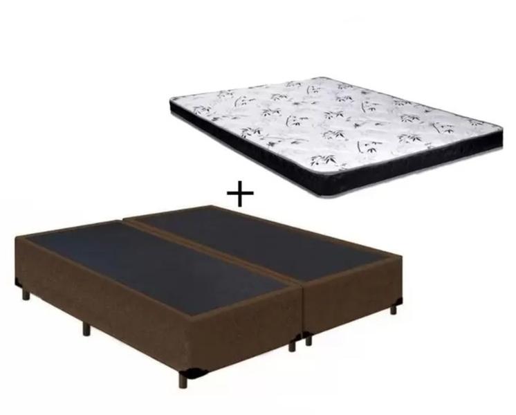 Imagem de Cama Box Queen Colchão Mola Ensacada Belos Sonhos + Box Sintético 70x158x198