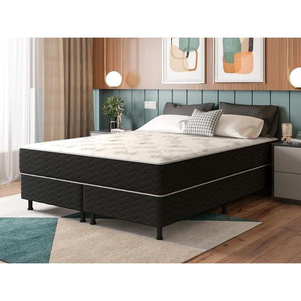 Imagem de Cama Box Queen Colchão Mola Ensacada Belos Sonhos + Box Suede 64x158x198