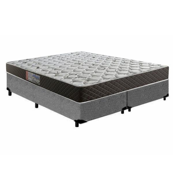 Imagem de Cama Box Queen Colchão Mola Ensacada Belos Sonhos + Box Suede 66x158x198 Cinza