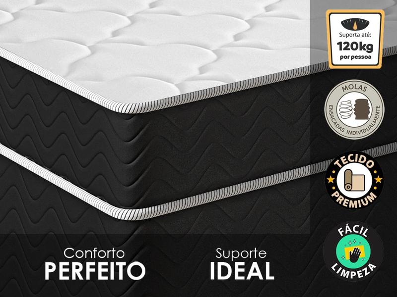 Imagem de Cama Box Queen + Colchão Molas Ensacadas Pergola Europillow 158x198x63cm