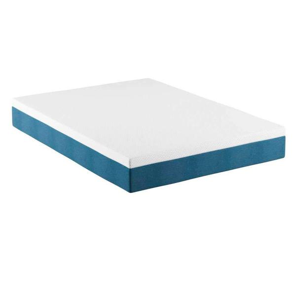 Imagem de Cama Box Queen com Colchão Mola Ensacada Guldi Macio Branco e Azul