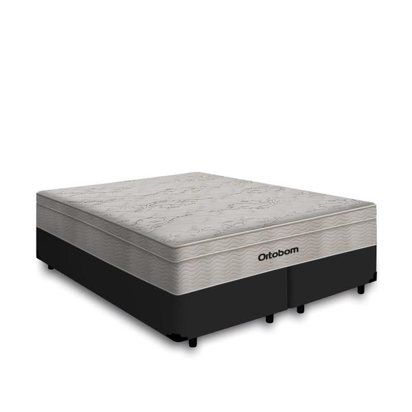 Imagem de Cama Box Queen Preta + Colchão De Molas Ensacadas - Ortobom - AirTech SpringPocket 158x198x65cm