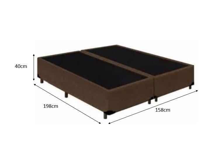 Imagem de Cama Box Queen - Tecido Sintético Marrom com Colchão Extra Firme D28 - Suporta 80Kg