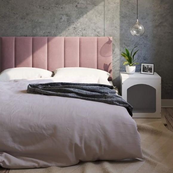 Imagem de Cama Box/Quenn Estofada Casal 1,60 X 0,60Cm Cabeceira Rosa