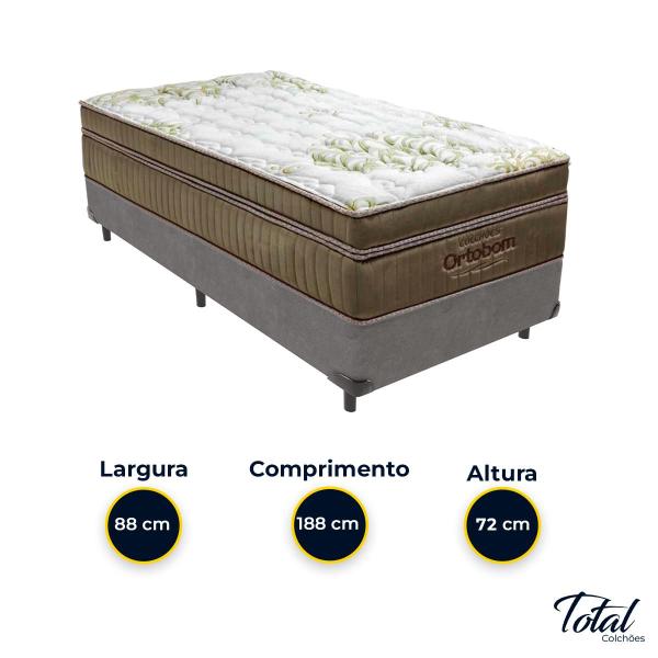 Imagem de Cama Box Solteiro Cinza e Colchão Gold Ultragel Molas ensacadas Ortobom