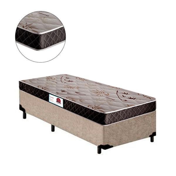 Imagem de Cama Box Solteiro Colchão Classic Mola Ensacada + Box Suede Bege Serra Negra 67x88x188