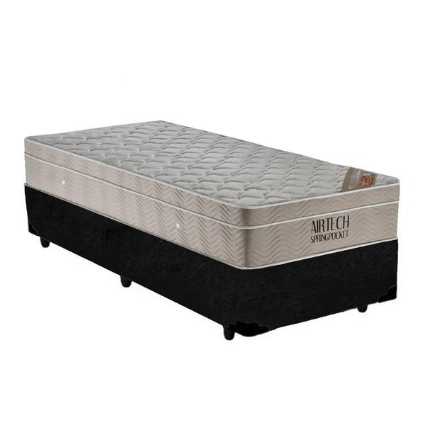 Imagem de Cama Box Solteiro + Colchão De Molas Ensacadas Airtech Ortobom 70X88X188