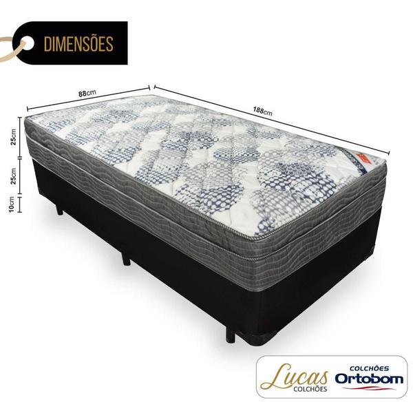 Cama Box Solteiro + Colchão de Molas Ensacadas Ortobom ISO SuperPocket 88cm Imagem de Cama Box Solteiro + Colchão de Molas Ensacadas Ortobom ISO SuperPocket 88cm