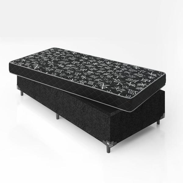 Imagem de Cama Box Solteiro + Colchão Espuma D20 - 51x88x188cm - Suede Preto