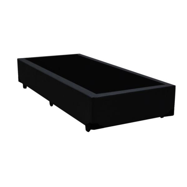 Imagem de Cama Box Solteiro Colchão Espuma D33 Bordado + Box Sintético Preto Serra Negra 53x88x188