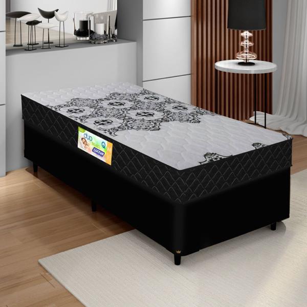 Imagem de Cama Box Solteiro Colchão Espuma D33 Firme Duo 88x188x60cm 100kg por pessoa