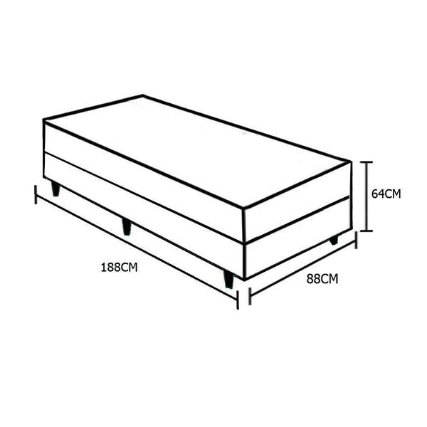 Imagem de Cama Box Solteiro Colchão Espuma D45 Bordado + Box Sintético Bege Serra Negra 64x88x188