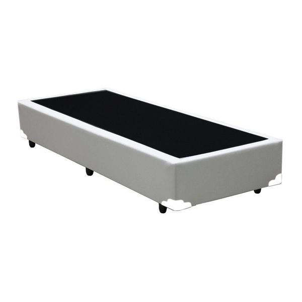 Imagem de Cama Box Solteiro Colchão Espuma D45 Bordado + Box Sintético Branco Serra Negra 64x88x188