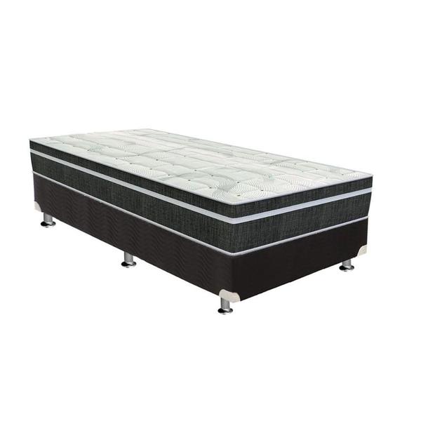 Imagem de Cama Box Solteiro: Colchão Molas Bonnel Orthoflex  Venezia + Base CRC Suede Black(78x188)