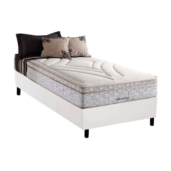 Imagem de Cama Box Solteiro: Colchão Molas Herval Maxspring American + Base CRC Courano Branco(88x188)