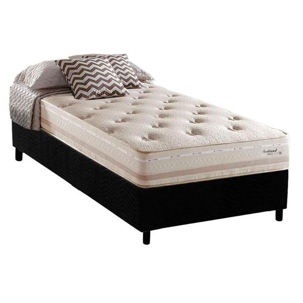 Imagem de Cama Box Solteiro: Colchão Molas Herval Maxspring Scotland + Base CRC Suede Black(88x188)