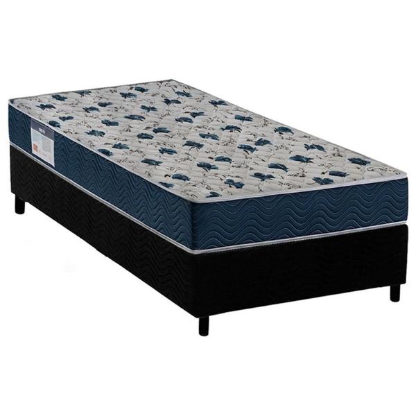 Imagem de Cama Box Solteiro: Colchão Ortopédico Ortobom D28/EP Anatômico Fort Tech ISO 60 + Base CRC Suede Black(88x188)