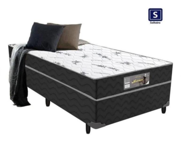 Imagem de Cama Box Solteiro + Colchão Solteiro Confort Molas Bonnel 88x188x57