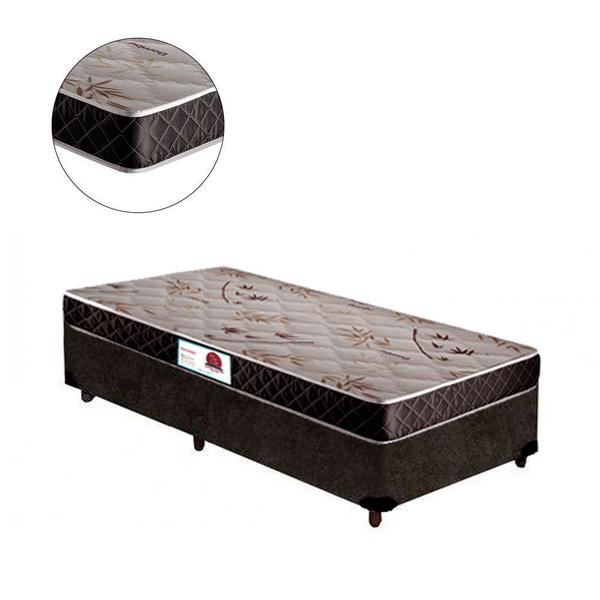 Imagem de Cama Box Solteiro Colchão Top Line Mola Bonnel + Box Suede Marrom Serra Negra 63x88x188